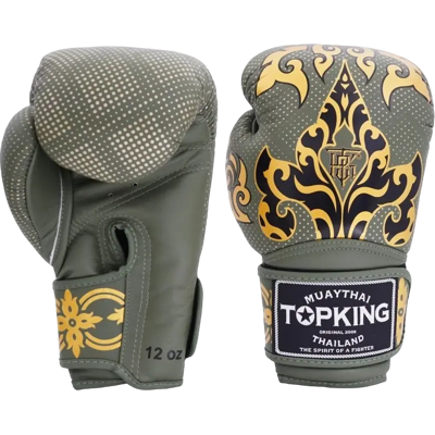 OEM Guantoni Da Boxe Muay Thai Top King Kanok Da 12 Once, Colore Kaki. OEM Guantoni Da Boxe Muay Thai Top King Kanok Da 12 Once, Colore Kaki.