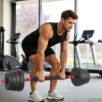 VIDAXL Set Di Manubri 2-in-1 40 Kg Nero E Rosso VIDAXL Set Di Manubri 2-in-1 40 Kg Nero E Rosso