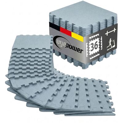 eyepower 36 Puzzle Tappeti Fitness 30x30 Grigio - Protezione Pavimento Tappeto Sport Gym eyepower 36 Puzzle Tappeti Fitness 30x30 Grigio - Protezione Pavimento Tappeto Sport Gym