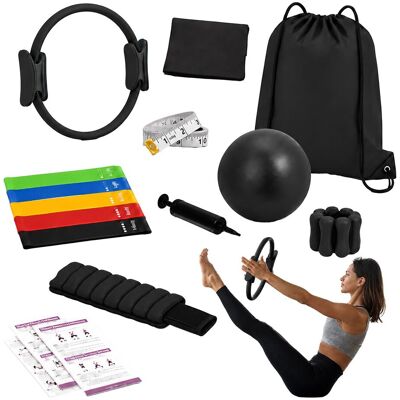 RELAXDAYS Set Pilates, 13 Pz, Anello, Palla, 6 Elastici, Polsini Pesati, Nero, Per Esercizi A Casa RELAXDAYS Set Pilates, 13 Pz, Anello, Palla, 6 Elastici, Polsini Pesati, Nero, Per Esercizi A Casa