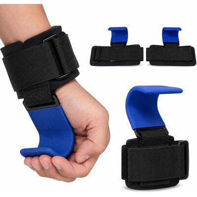 RELAXDAYS Polsini Con Ganci Per Allenamento, Set Da 2, Chiusura A Strappo, Neoprene, Metallo, Blu, Portata 150 Kg RELAXDAYS Polsini Con Ganci Per Allenamento, Set Da 2, Chiusura A Strappo, Neoprene, Metallo, Blu, Portata 150 Kg