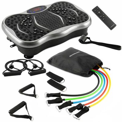 INNOVAGOODS Pack Fitness - - Vivflow - Piattaforma Vibrante Bluetooth Con Altoparlante - 99 Livelli - Bande Di Resistenza 5 Pezzi INNOVAGOODS Pack Fitness - - Vivflow - Piattaforma Vibrante Bluetooth Con Altoparlante - 99 Livelli - Bande Di Resistenza 5 Pezzi
