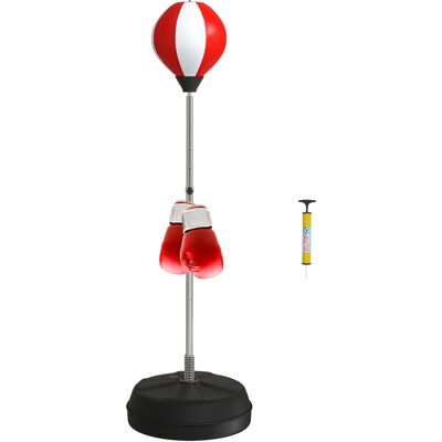 TORMATOR Punching Ball Da Terra Ad Altezza Regolabile Con Guantoni E Base Riempibile, 43x43x126-144 Cm, Rosso E Bianco TORMATOR Punching Ball Da Terra Ad Altezza Regolabile Con Guantoni E Base Riempibile, 43x43x126-144 Cm, Rosso E Bianco