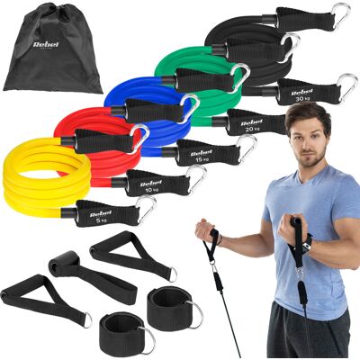 OEM Set Di Elastici Di Resistenza Per Esercizi Di Riabilitazione, 80 Kg, Maniglia Rebel. OEM Set Di Elastici Di Resistenza Per Esercizi Di Riabilitazione, 80 Kg, Maniglia Rebel.