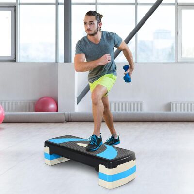 PZCC Step Aerobico Homcom, Step Fitness Antiscivolo Con 3 Livelli Di Altezza (10/15/20 Cm), Pedana Per Esercizi E Ginnastica A Casa, Portata Massima 150 Kg, 80x31x20 Cm, Blu PZCC Step Aerobico Homcom, Step Fitness Antiscivolo Con 3 Livelli Di Altezza (10/15/20 Cm), Pedana Per Esercizi E Ginnastica A Casa, Portata Massima 150 Kg, 80x31x20 Cm, Blu
