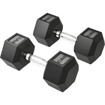 HOMCOM Set Manubri Palestra Da 2x12.5 Kg Esagonale In Metallo, Nero HOMCOM Set Manubri Palestra Da 2x12.5 Kg Esagonale In Metallo, Nero