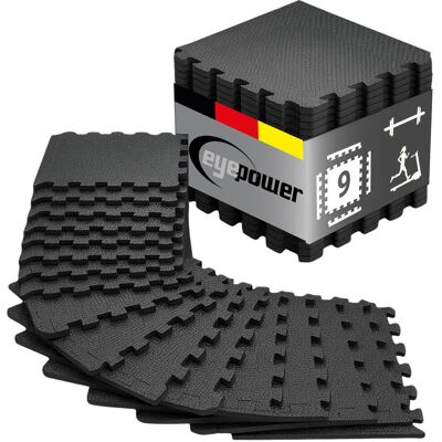 eyepower 9 Puzzle Tappeti Fitness 30x30 Nero - Protezione Pavimento - Tappeto Sport Gym eyepower 9 Puzzle Tappeti Fitness 30x30 Nero - Protezione Pavimento - Tappeto Sport Gym