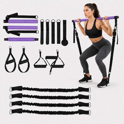 RELAXDAYS Kit Barra Pilates, 4 Fasce Elastiche 30-160 Lbs, Maniglie, Cavigliere, Ancoraggio Per Porta, Borsa, Viola RELAXDAYS Kit Barra Pilates, 4 Fasce Elastiche 30-160 Lbs, Maniglie, Cavigliere, Ancoraggio Per Porta, Borsa, Viola