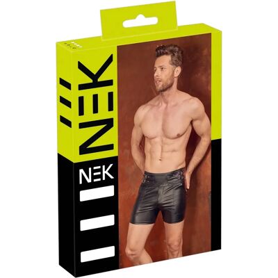 OEM Nek - Pantaloncini Da Uomo Neri Effetto Opaco Con Fibbie Laterali Regolabili L OEM Nek - Pantaloncini Da Uomo Neri Effetto Opaco Con Fibbie Laterali Regolabili L