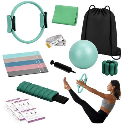 RELAXDAYS Set Pilates, 13 Pz., Anello, Palla, 6 Bande, Pesi, Per Esercizi A Casa, Verde RELAXDAYS Set Pilates, 13 Pz., Anello, Palla, 6 Bande, Pesi, Per Esercizi A Casa, Verde