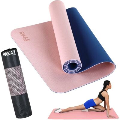 BAKAJI Tappetino Yoga Aerobica Pilates Tappeto Allenamento Fitness Palestra Rosa Blu BAKAJI Tappetino Yoga Aerobica Pilates Tappeto Allenamento Fitness Palestra Rosa Blu