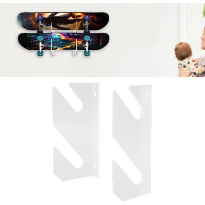 Infinite Supporto Da Parete A 2 Livelli In Acrilico Per Skateboard, Stabile, Compatto, Facile Da Installare, Ideale Per Longboard, Snowboard E Skateboard. Infinite Supporto Da Parete A 2 Livelli In Acrilico Per Skateboard, Stabile, Compatto, Facile Da Installare, Ideale Per Longboard, Snowboard E Skateboard.