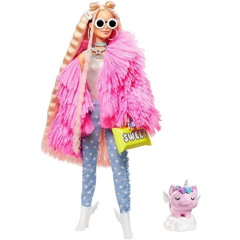 Barbie Extra Bambola Bionda con Cucciolo Vestiti alla Moda + 10 Accessori Gioco