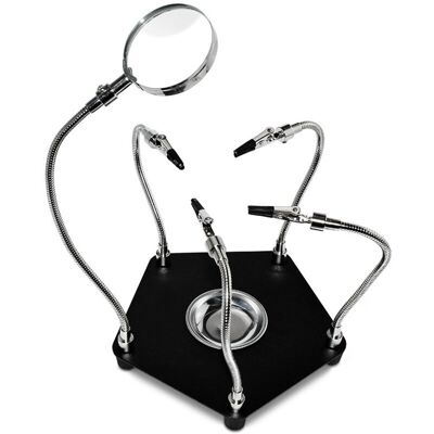 FOCTRO Supporto Per Saldatura Portatile Con Lente D'Ingrandimento, 4 Bracci Flessibili E Morsetti A Coccodrillo. Ideale Per Riparazioni, Modellismo, Circuiti Stampati, Lavori Artigianali E Creazione Di Gioie FOCTRO Supporto Per Saldatura Portatile Con Lente D'Ingrandimento, 4 Bracci Flessibili E Morsetti A Coccodrillo. Ideale Per Riparazioni, Modellismo, Circuiti Stampati, Lavori Artigianali E Creazione Di Gioie