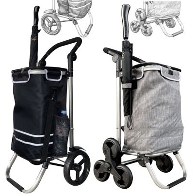 QUICK STAR Faltbarer Aluminium Einkaufstrolley 57l (48l + 9l Kühlfach) Schwarz, 30kg Traglast, 35x45x98cm, Eva Leichtlaufräder Ø20,5cm, Klappbar, Als Sackkarre & Umhängetasche Nutzbar, Einkaufswagen Haken QUICK STAR Faltbarer Aluminium Einkaufstrolley 57l (48l + 9l Kühlfach) Schwarz, 30kg Traglast, 35x45x98cm, Eva Leichtlaufräder Ø20,5cm, Klappbar, Als Sackkarre & Umhängetasche Nutzbar, Einkaufswagen Haken