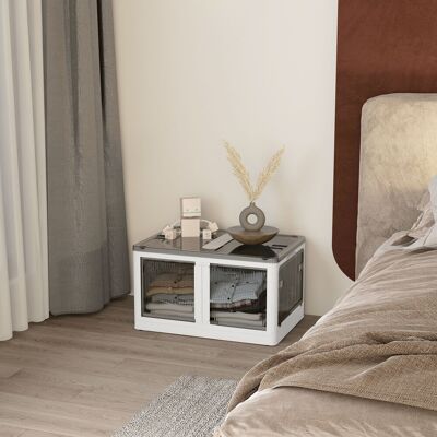 PZCC Scatola Portaoggetti Impilabile Con Coperchio, Capacità 69 Litri, Organizer Pieghevole Con Ruote, 60x42x34 Cm, Bianca PZCC Scatola Portaoggetti Impilabile Con Coperchio, Capacità 69 Litri, Organizer Pieghevole Con Ruote, 60x42x34 Cm, Bianca
