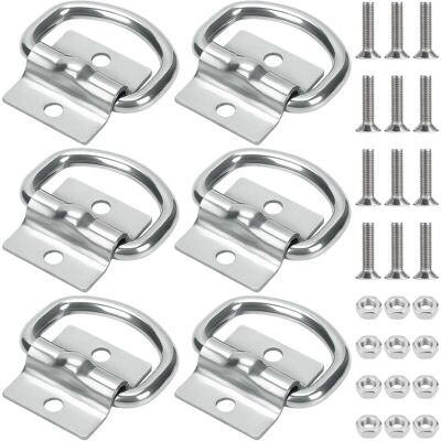 OEM (argento) Set Di 6 Anelli Di Ancoraggio A D, Portata 500 Kg, Con 12 Set Di Viti Per Il Fissaggio Di Merci Su Rimorchi, Camion E Navi OEM (argento) Set Di 6 Anelli Di Ancoraggio A D, Portata 500 Kg, Con 12 Set Di Viti Per Il Fissaggio Di Merci Su Rimorchi, Camion E Navi
