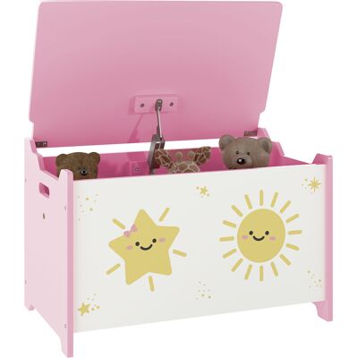 YULINLAND Cassapanca Portagiochi Per Bambini Con Coperchio, Cerniere Di Sicurezza E Maniglie Scanalate, Rosa YULINLAND Cassapanca Portagiochi Per Bambini Con Coperchio, Cerniere Di Sicurezza E Maniglie Scanalate, Rosa
