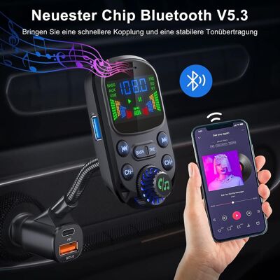 OEM Trasmettitore Fm Bluetooth 5.3 Per Auto, Compatibile Con La Ricarica Rapida Qc3.0 E Pd3.0, Doppia Ricarica Usb Da 30 W, Sistema Radio Per Auto Vivavoce Con Regolazione Di Bassi E Alti, Compatibile Con OEM Trasmettitore Fm Bluetooth 5.3 Per Auto, Compatibile Con La Ricarica Rapida Qc3.0 E Pd3.0, Doppia Ricarica Usb Da 30 W, Sistema Radio Per Auto Vivavoce Con Regolazione Di Bassi E Alti, Compatibile Con