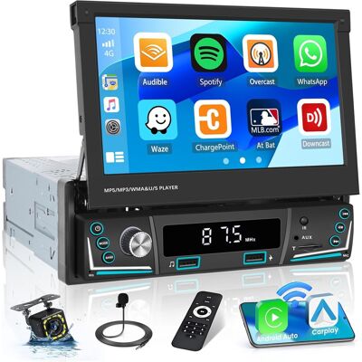 OEM Carplay Wireless Car Radio Touch Screen Retrattile Da 7 Pollici, 1 Din Autoradio Wireless Android Auto Stazione Radio Bluetooth Fm Am Radio Usb Aux Tf Telecamera Di Retromarcia OEM Carplay Wireless Car Radio Touch Screen Retrattile Da 7 Pollici, 1 Din Autoradio Wireless Android Auto Stazione Radio Bluetooth Fm Am Radio Usb Aux Tf Telecamera Di Retromarcia
