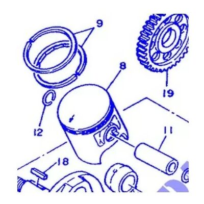 Yamaha 3xp-11631-01-a0 Piston Wr200 Dt200 91-96 Yamaha 3xp-11631-01-a0 Piston Wr200 Dt200 91-96