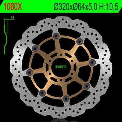 OEM Disco Freno Anteriore Ng Aprilia Caponord 1200 '13-17, Yamaha Fzr 1000 '87-95, Xjr1200/1300 '95-99 (320x64x5mm) (6x8,5mm) Wave Floating OEM Disco Freno Anteriore Ng Aprilia Caponord 1200 '13-17, Yamaha Fzr 1000 '87-95, Xjr1200/1300 '95-99 (320x64x5mm) (6x8,5mm) Wave Floating