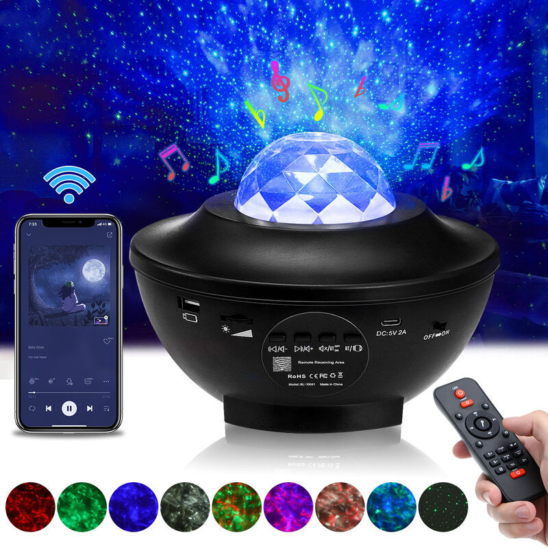 KINGSO - led Galaxy Projector Light Starry Sky Star Bluetooth Music Nightlight + telecomando Hasaki