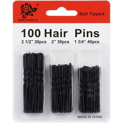 OEM Set Di Forcine Per Capelli Da Parrucchiere, Per Chignon Ondulati Con Pallina, 96 Pezzi, Nere. OEM Set Di Forcine Per Capelli Da Parrucchiere, Per Chignon Ondulati Con Pallina, 96 Pezzi, Nere.