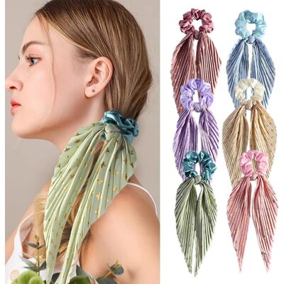 OEM Set Di 6 Elastici Per Capelli Con Fiocco Lungo, Nastri Colorati E Fiocchi Elastici Per Donne E Ragazze. OEM Set Di 6 Elastici Per Capelli Con Fiocco Lungo, Nastri Colorati E Fiocchi Elastici Per Donne E Ragazze.