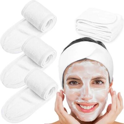 OEM Set Di 4 Fasce Per Capelli Da Trucco, In Spugna Con Chiusura In Velcro, Adatte Per Il Bagno, Lo Yoga, Lo Sport E La Pulizia Del Viso (bianche). OEM Set Di 4 Fasce Per Capelli Da Trucco, In Spugna Con Chiusura In Velcro, Adatte Per Il Bagno, Lo Yoga, Lo Sport E La Pulizia Del Viso (bianche).