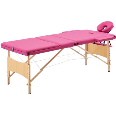 vidaXL Tavolo Massaggi Rosa - Pieghevole 3 Zone con Struttura in Legno vidaXL Tavolo Massaggi Rosa - Pieghevole 3 Zone con Struttura in Legno