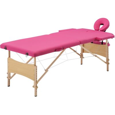 vidaXL Tavolo Massaggi Pieghevole 2 Zone Rosa - Tavolo di Massaggio vidaXL Tavolo Massaggi Pieghevole 2 Zone Rosa - Tavolo di Massaggio