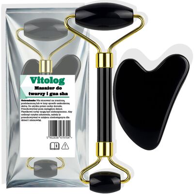 OEM Rullo Massaggiatore Per Viso, Collo, Contorno Occhi, Pietra Gua Sha 2 In 1 OEM Rullo Massaggiatore Per Viso, Collo, Contorno Occhi, Pietra Gua Sha 2 In 1
