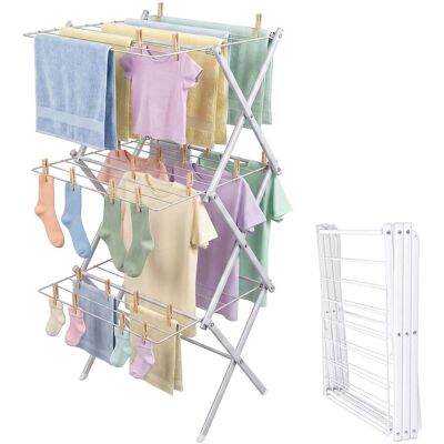 RELAXDAYS Stendibiancheria Pieghevole, 27 Aste, Torre Salvaspazio, Metallo, 115x53,5x52 Cm, Bianco RELAXDAYS Stendibiancheria Pieghevole, 27 Aste, Torre Salvaspazio, Metallo, 115x53,5x52 Cm, Bianco
