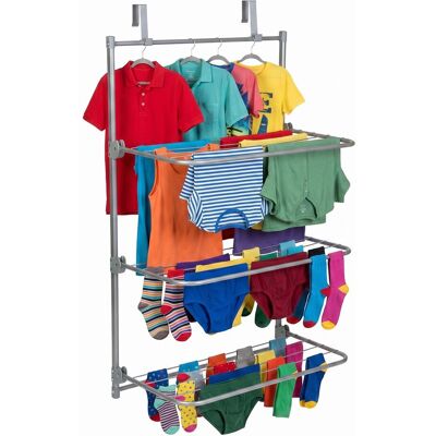 RELAXDAYS Stendibiancheria Da Porta, Da Appendere, 8,8 M, 3 Bracci Pieghevoli, Ferro, Grigio RELAXDAYS Stendibiancheria Da Porta, Da Appendere, 8,8 M, 3 Bracci Pieghevoli, Ferro, Grigio