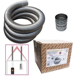 MBM Kit Tubo Acciaio Inox 316 Flessibile 10 Mt Diametro 60 Mm Interno Liscio A Norma Ce En 1856 2 Canna Fumaria MBM Kit Tubo Acciaio Inox 316 Flessibile 10 Mt Diametro 60 Mm Interno Liscio A Norma Ce En 1856 2 Canna Fumaria