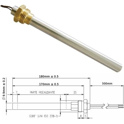 UNIVERSALE Resistenza Candeletta Stufa A Pellet 3/8 300w 180mm Laminox 170mm Battuta UNIVERSALE Resistenza Candeletta Stufa A Pellet 3/8 300w 180mm Laminox 170mm Battuta