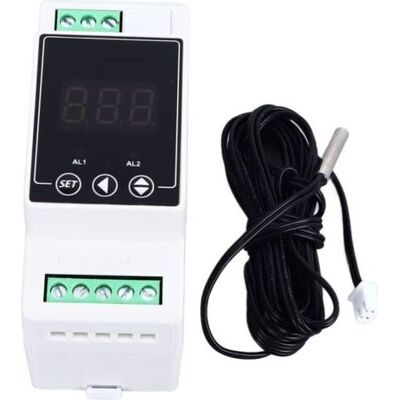 SCORPIO Regolatore Di Temperatura Con Guida Per Riscaldamento E Raffreddamento, Termostato Digitale Con 2 Relè, Sonda Cilindrica E Dispositivo Di Misura, Ac 100-240v SCORPIO Regolatore Di Temperatura Con Guida Per Riscaldamento E Raffreddamento, Termostato Digitale Con 2 Relè, Sonda Cilindrica E Dispositivo Di Misura, Ac 100-240v