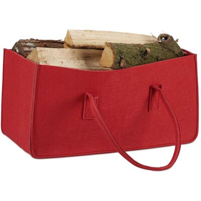 RELAXDAYS 4x Borsa Portalegna Per Camino In Feltro Cesto Portatile Portariviste Pieghevole Hxlxp: 25x25x50 Cm, Rosso RELAXDAYS 4x Borsa Portalegna Per Camino In Feltro Cesto Portatile Portariviste Pieghevole Hxlxp: 25x25x50 Cm, Rosso