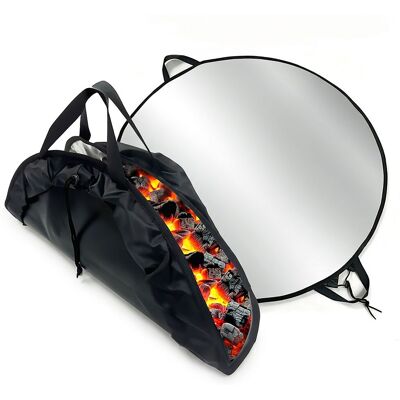 RELAXDAYS Tappetino Ignifugo, Rotondo, Per Barbecue E Braciere, Ø 100 Cm, 5 Strati, Nero/argento RELAXDAYS Tappetino Ignifugo, Rotondo, Per Barbecue E Braciere, Ø 100 Cm, 5 Strati, Nero/argento