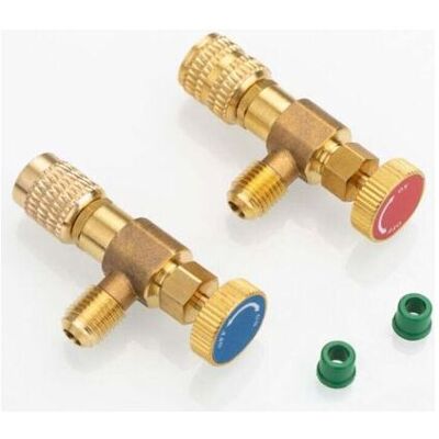 ABYSSE Set Di 2 Adattatori Per Il Riempimento Del Refrigerante, Valvola Di Sicurezza, Attacco Rapido, Per Climatizzatori R410/r22 ABYSSE Set Di 2 Adattatori Per Il Riempimento Del Refrigerante, Valvola Di Sicurezza, Attacco Rapido, Per Climatizzatori R410/r22