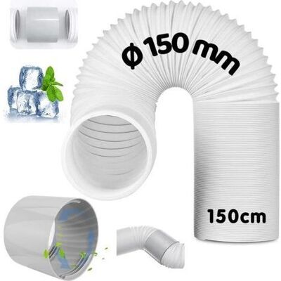 ABYSSE Tubo Di Scarico Portatile Per Condizionatori Con Adattatore, Set Di Tubi Mobili, Diametro 150 Mm, Lunghezza 150 Cm, Per Condizionatori, Deumidificatori E Asciugatrici. ABYSSE Tubo Di Scarico Portatile Per Condizionatori Con Adattatore, Set Di Tubi Mobili, Diametro 150 Mm, Lunghezza 150 Cm, Per Condizionatori, Deumidificatori E Asciugatrici.