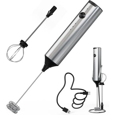 OEM Montalatte Elettrico Ricaricabile Con 3 Velocità E Supporto, Montalatte Elettrico Con 2 Fruste In Acciaio Inox Per Matcha, Cioccolata Calda, Cappuccino OEM Montalatte Elettrico Ricaricabile Con 3 Velocità E Supporto, Montalatte Elettrico Con 2 Fruste In Acciaio Inox Per Matcha, Cioccolata Calda, Cappuccino