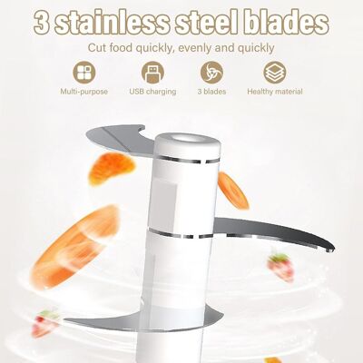 OEM Mini Tritatutto Elettrico Ricaricabile Tramite Usb, Capacità 350 Ml, Sei Lame, Ideale Per Tritare Cipolle, Aglio, Carne, Verdure, Ecc. OEM Mini Tritatutto Elettrico Ricaricabile Tramite Usb, Capacità 350 Ml, Sei Lame, Ideale Per Tritare Cipolle, Aglio, Carne, Verdure, Ecc.