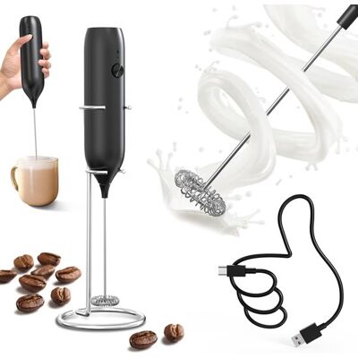 OEM Montalatte Elettrico Con Supporto, Montalatte Elettrico Ricaricabile, Montalatte Manuale Per Cappuccino, Caffè E Latte Macchiato - Nero OEM Montalatte Elettrico Con Supporto, Montalatte Elettrico Ricaricabile, Montalatte Manuale Per Cappuccino, Caffè E Latte Macchiato - Nero