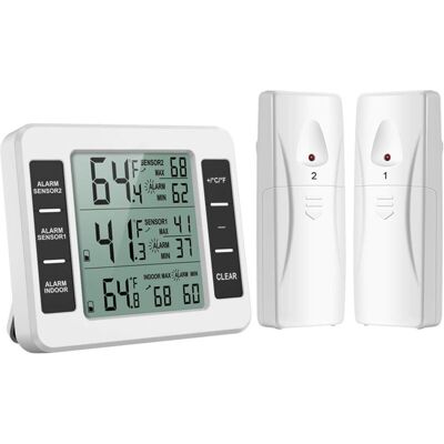 OEM Termometro Per Frigorifero, Termometro Digitale Wireless Per Congelatore Con 2 Sensori Wireless, Termometro Wireless Per Interni Ed Esterni OEM Termometro Per Frigorifero, Termometro Digitale Wireless Per Congelatore Con 2 Sensori Wireless, Termometro Wireless Per Interni Ed Esterni