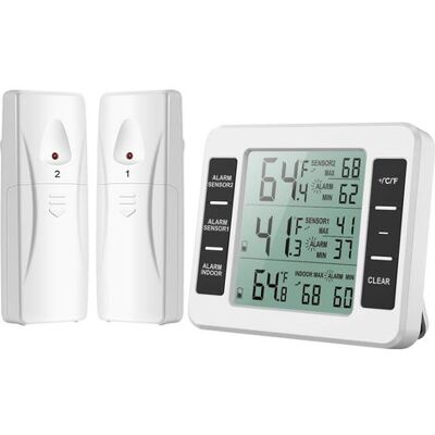 OEM Termometro Per Frigorifero, Termometro Per Congelatore Con Allarme, Termometro Wireless Per Interni/esterni Con 2 Sensori, Allarme Temperatura Min/max, Termometro Intelligente Per La Casa OEM Termometro Per Frigorifero, Termometro Per Congelatore Con Allarme, Termometro Wireless Per Interni/esterni Con 2 Sensori, Allarme Temperatura Min/max, Termometro Intelligente Per La Casa