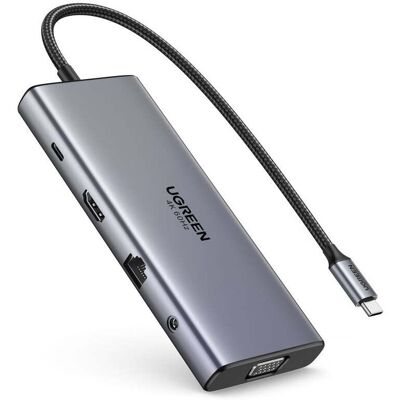 UGREEN Hub Usb-c Cm639, Hdmi, Vga, 2x Usb-c 3.2 10gbps, 2x Usb, Sd/tf, Rj45, Aux 3.5mm, Pd, 4k 60 Hz UGREEN Hub Usb-c Cm639, Hdmi, Vga, 2x Usb-c 3.2 10gbps, 2x Usb, Sd/tf, Rj45, Aux 3.5mm, Pd, 4k 60 Hz