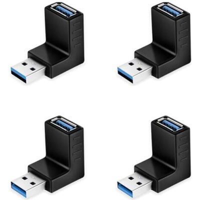 OEM Adattatore Usb Ad Angolo Di 90° In Su/in Giù, 4 Pezzi, Usb 3.0 5gbps Maschio-femmina, Adattatore Usb Ad Angolo Di Tipo L Per Pc/laptop, Nero, Multiuso - Rapanda OEM Adattatore Usb Ad Angolo Di 90° In Su/in Giù, 4 Pezzi, Usb 3.0 5gbps Maschio-femmina, Adattatore Usb Ad Angolo Di Tipo L Per Pc/laptop, Nero, Multiuso - Rapanda