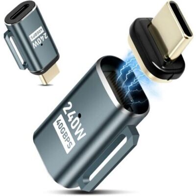 OEM Confezione Da 2 Adattatori Magnetici Usb-c, Da Usb4 Maschio A Femmina A 24 Pin, 240 W, 48 V/5 A, Trasmissione Video 8k A 60 Hz, Trasferimento Dati A 40 Gbps, Grigio-verde OEM Confezione Da 2 Adattatori Magnetici Usb-c, Da Usb4 Maschio A Femmina A 24 Pin, 240 W, 48 V/5 A, Trasmissione Video 8k A 60 Hz, Trasferimento Dati A 40 Gbps, Grigio-verde